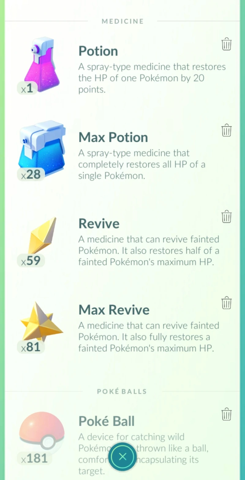 Předměty ve hře Pokémon GO
