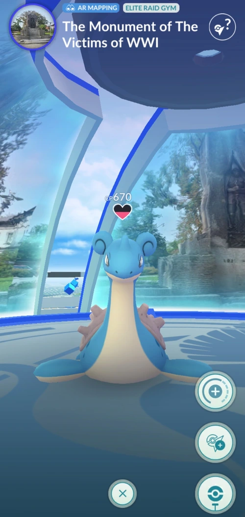 Pokémon umístěný v gymu ve hře Pokémon GO