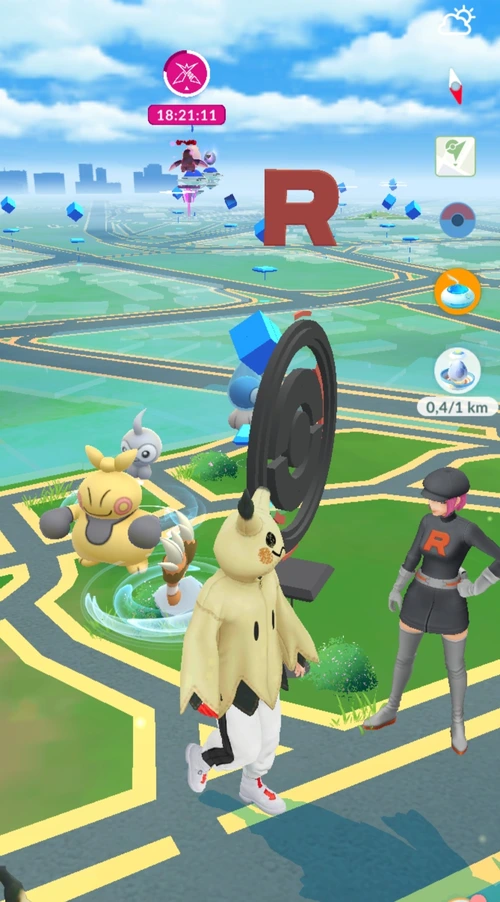Rocket PokéStop na mapě ve hře Pokémon GO